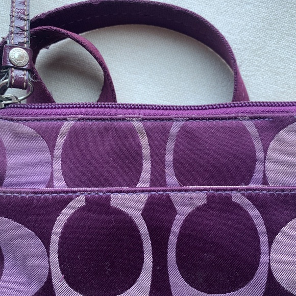 COACH Signature Purple Logo Small Crossbody Bag Canvas - Picture 6 of 13